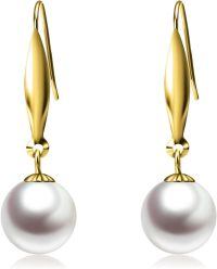 wholesale 18k Gold Earrings With White Pearls-Yellow Gold