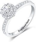 wholesale TOUPOP Personalized Moissanite Promise Rings For Women Lab Created Diamond Rings 925 Sterling Silver 18k White Gold Plated Engagement Anniversary Wedding Moissanite Ring Gift For Wife Girlfriend -0-0