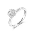 TOUPOP 18k White Gold Plated Moissanite Personalized Promise Rings For Women-0-0