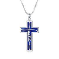 wholesale 925 Sterling Silver Cross Pendant With Turquoise Inlay-E1-Natural Lapis Lazuli