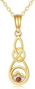 wholesale 14K Gold Mustard Seed Celtic Knot Pendant Necklace with Mountain Design and Chain-0-0