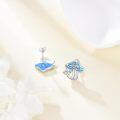 wholesale 925 Sterling Silver Blue Opal Mushroom Stud Earrings for Women's Gifts-0-1