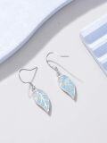 wholesale 925 Sterling Silver Leaf Opal Drop Earrings - Mother's Day Gifts for Women-0-4