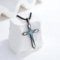 wholesale 925 Sterling Silver Turquoise Inlay Celtic Cross Pendant Necklace for Men & Women - Christian Religious s-0-1