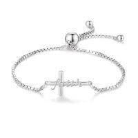 wholesale 925 Sterling Silver Faith Cross Bracelet-Silver