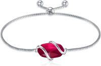 wholesale  Sterling Silver Gemstone Dainty Link Bracelet for Women -A-Garnet-January
