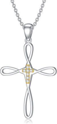wholesale 925 Sterling Silver Infinity Cross Pendant with Cubic Zirconia Necklaces for Women s 45cm Chain Length-Type 17