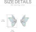 wholesale 925 Sterling Silver Butterfly Stud Earrings with White Opal Inlay Animal Lovers s for Women-0-5