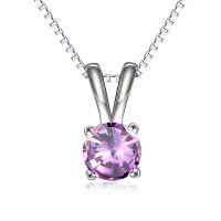 wholesale 925 Sterling Silver Pendant Necklace Wholesale With Green Gemstone And Chain-Light Amethyst
