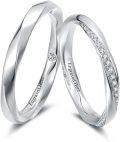 TOUPOP Sterling Silver Moissanite Couples Rings Set For Him And Her-0-0