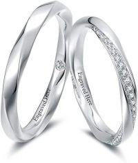 TOUPOP Sterling Silver Moissanite Couples Rings Set For Him And Her-undefined