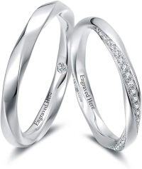 wholesale TOUPOP Personalized Moissanite Couples Rings Set For Him And Her 925 Sterling Silver Moissanite Wedding Anniversary Rings For Couples Engraved Name Twisted Engagement Rings Birthday Valentine's Day Gift -undefined
