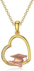 wholesale 14K Gold Heart Pendant w/Graduation Cap & Diploma - Class of 2024 Gift for Her-0-0