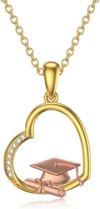 wholesale 14K Gold Heart Pendant w/Graduation Cap & Diploma - Class of 2024 Gift for Her-Style 2