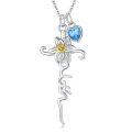 wholesale 925 Sterling Silver Birthstone Flower Cross Pendant Necklace-0-0
