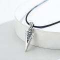 wholesale 925 Sterling Silver Celtic Knot Arrowhead Pendant Necklace Oxidized Viking Spearhead Black Cord-0-1