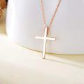 wholesale 14K Rose Gold Simple Cross Pendant Necklace for Women - Chain Length: Adjustable from 32cm to 47cm-0-2