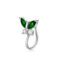 wholesale 925 Sterling Silver Butterfly Nose Ring White Gold Plated Green Zircon Piercing Hoop-0-0