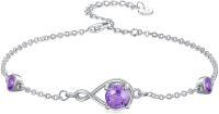 wholesale 925 Sterling Silver Infinity Birthstone Link Bracelet for Women Adjustable 7 +2 Chain Gift-05-May-Emerald