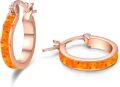 wholesale Rose Gold 925 Sterling Silver Orange Fire Opal Huggie Hoop Earrings for Women-0-0
