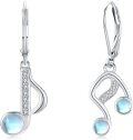 wholesale 925 Sterling Silver Musical Note Moonstone Dangle Earrings Gift for Librarians and Music Lovers-0-0