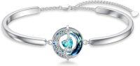 wholesale 925 Sterling Silver Blue Crystal Moon Star Bracelet Birthstone Jewelry Gift for Her-12-Topaz-Dec.