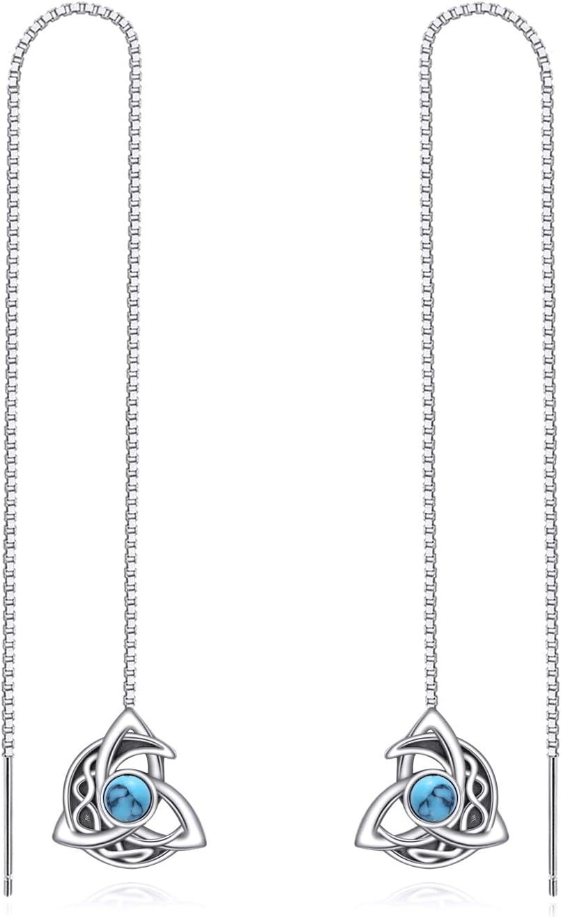925 Sterling Silver Mermaid Heart Threader Earrings for Women's Gift-0-1