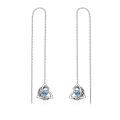 wholesale 925 Sterling Silver CZ Flower and Butterfly Drop Threader Earrings - Elegant Jewelry for Women-0-1