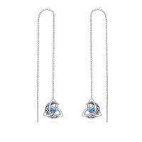 wholesale 925 Sterling Silver Turquoise Triquetra Celtic Knot Threader Drop Dangle Earrings for Women Gift-Celtic Turquoise