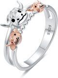 wholesale TOUPOP Sterling Silver Animal Rings Rose Gold Otter Highland Cow Fox Rings Animal Jewelry Gifts For Women Teens Birthday -0-0