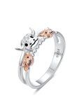 TOUPOP Sterling Silver Rose Gold Animal Rings Otter Highland Cow Fox Jewelry Gifts-0-0