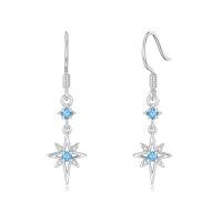 wholesale 925 Sterling Silver Star Earrings Wholesale With Blue Crystals Elegant And Delicate Design-Star-Aquamarine