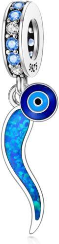 wholesale S925 Sterling Silver Italian Horn Cornicello Evil Eye Dangle Charm Beads for Bracelets Necklace-0-0