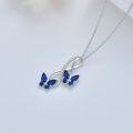 wholesale 925 Sterling Silver Blue Sapphire & Cubic Zirconia Butterfly Infinity Pendant Necklace-0-2