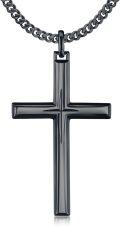 wholesale  Black Plated Mens Cross Pendant Chain Necklace  for Him-0-0