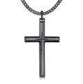 wholesale Copper Cross Pendant Necklace Black Gold Plated Star Engraved Curb Chain For Men-0-0