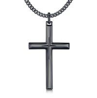 wholesale 925 Sterling Silver Cross Pendant Necklace-Black Gold