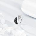 wholesale 925 Sterling Silver Black & White Angel Wing Adjustable Ring for Women-0-1