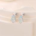 wholesale 925 Sterling Silver White Opal Christmas Tree Stud Earrings for Women Holiday  Ideas-0-1