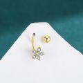 wholesale 14K Gold 6mm Flower Belly Button Rings for Women CZ Crystal Body Jewelry (Sold Individually)-0-1