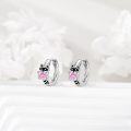 wholesale 925 Sterling Silver Raccoon with Pink CZ Heart Studs - Adorable Animal  for Her-0-3