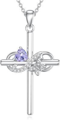 wholesale 925 Sterling Silver Birthstone Infinity Butterfly Cross Necklace for Women Gift for Mom Daughter Wife-06-June