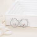 wholesale 925 Sterling Silver Yorkshire Terrier Hoop Earrings With Pink Bow Detail-0-3