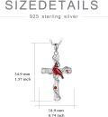 wholesale 925 Sterling Silver Cross with Enamel Red Cardinal Bird Charm Pendant Necklace for Women Girls  45cm Chain Length-0-5