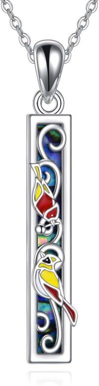 wholesale 925 Sterling Silver Multicolor Enamel Bird Pendant Necklace-Hummingbird