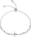 wholesale 925 Sterling Silver Infinity Heart & Cross Adjustable Bolo Bracelet for Women Girls Religious s-0-1