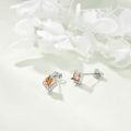 wholesale  Sterling Silver Cubic Zirconia Crystal Birthstone Stud Earrings - 7.8mm Square November Citrine Jewelry for Sensitive Ears-0-2