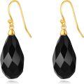 wholesale 925 Sterling Silver Gold Plated Black Onyx Drop Earrings with Filigree Design-0-0