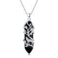 wholesale 925 Sterling Silver Black Wolf Tree Pendant Necklace Wholesale With Zircon Accents Elegant Design For Women-0-0