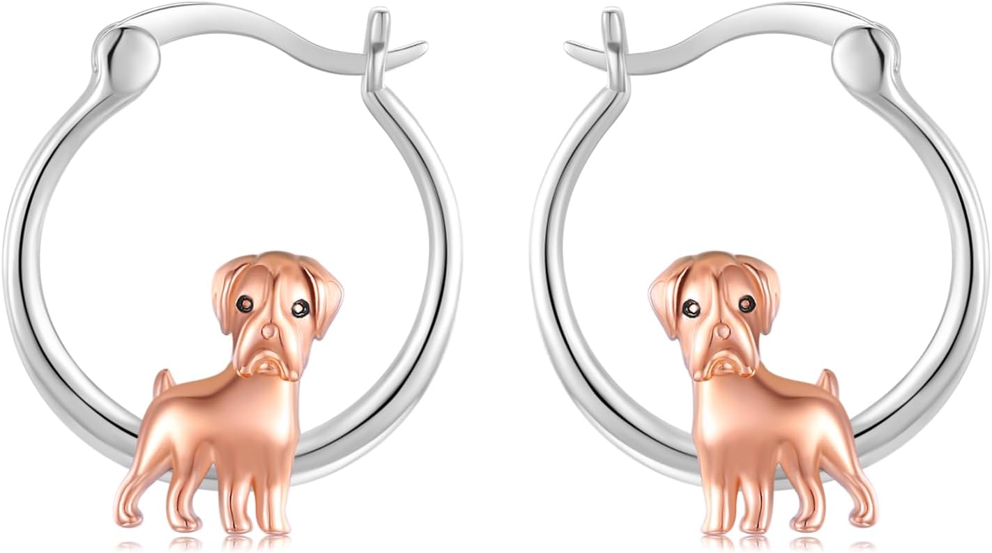 wholesale 925 Sterling Silver Rose Gold Plated Dog Hoop Earrings - Adorable s for Girls and Women-0-0
